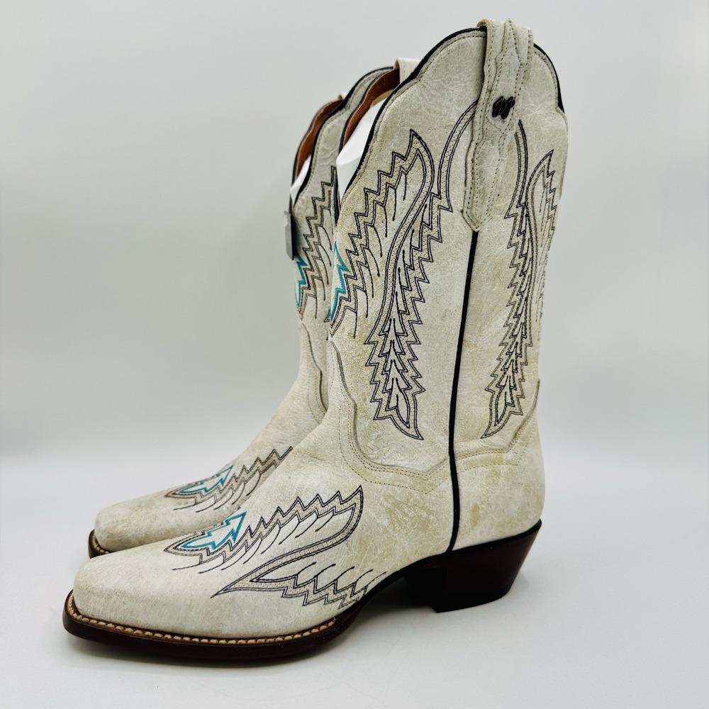 Dan Post Darcy Boots Women's Size 7.5 Distressed White Leather Snip Toe - Picture 16 of 16